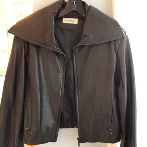 EUC CALVIN KLEIN LAMB LEATHER JACKET